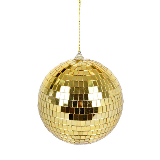 Imagem BOLA DE NATAL DECORADA DOURADA ESPELHADA DE PVC 15CM - GRILLO