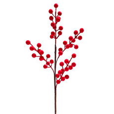 Imagem de HASTE MOLDÁVEL DECORATIVA DE BERRIES VERMELHAS AVELUDADAS DE PLÁSTICO - GRILLO - Grillo Ltda