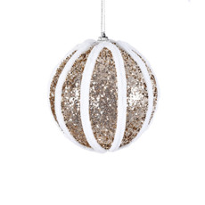 Imagem de BOLA DE NATAL CHAMPAGNE COM GLITTER DECORADA DE PLÁSTICO 10CM 3 UNIDADES - GRILLO - Grillo Ltda