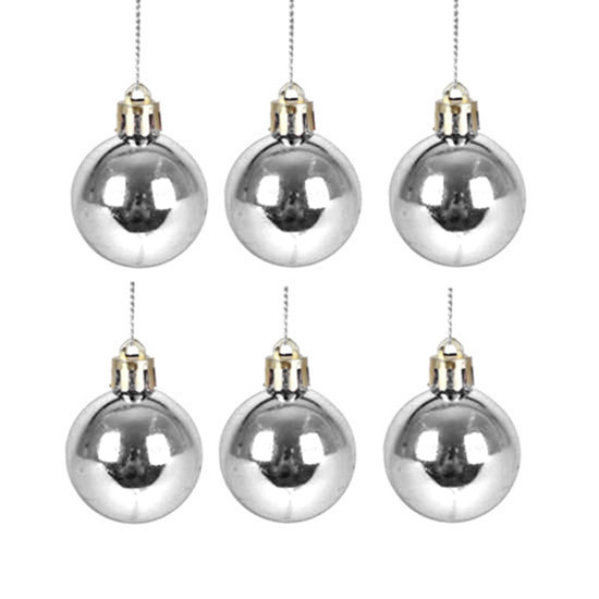 Imagem JOGO DE 6 BOLAS DE NATAL PRATA METALIZADAS DE PLÁSTICO 4CM - GRILLO
