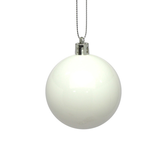 Imagem BOLA NATALINA BRANCA METALIZADA DE PLÁSTICO 3UND 6CM - GRILLO