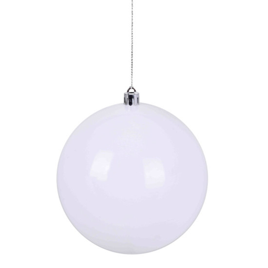 Imagem BOLA NATALINA BRANCA METALIZADA DE PLÁSTICO 12CM - GRILLO