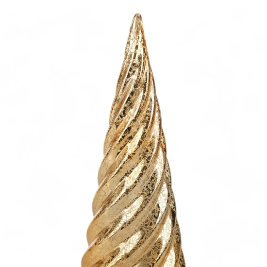 Imagem ÁRVORE NATALINA DE VIDRO DOURADA GIRATÓRIA COM LED 30X9CM - CROMUS