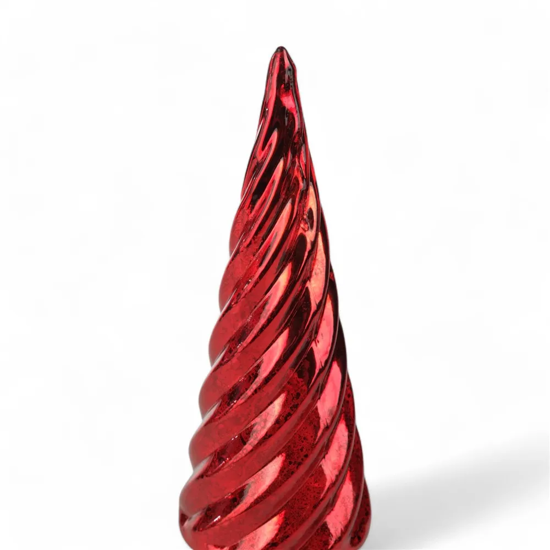 Imagem ÁRVORE NATALINA DE VIDRO VERMELHA GIRATÓRIA COM LED 30X9CM - CROMUS