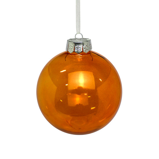 Imagem BOLA DE NATAL DECORATIVA LARANJA TRANSPARENTE DE PLÁSTICO 15CM - GRILLO