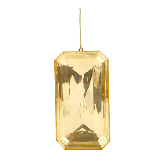 Imagem ENFEITE NATALINO DE PENDURAR FORMATO JÓIA DOURADA DE PLÁSTICO 18X10X4CM - CROMUS