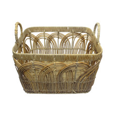 Imagem de CESTO COM ALÇA RETANGULAR DE TRAMA SINTÉTICA MARROM CLARO 25X36X27CM - CROSS - Cross Comercial Ltda