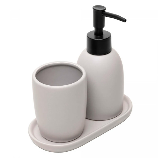 Imagem CONJUNTO 3 PEÇAS PARA BANHEIRO LONDRES 220ML CINZA CERÂMICA - LYOR