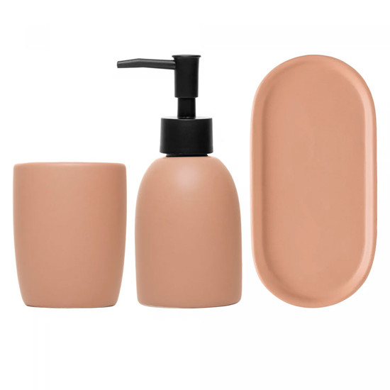 Imagem CONJUNTO 3 PEÇAS PARA BANHEIRO LONDRES 220ML TERRACOTA CERÂMICA - LYOR