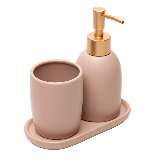 Imagem CONJUNTO 3 PEÇAS PARA BANHEIRO LONDRES 220ML BEGE CERÂMICA - LYOR
