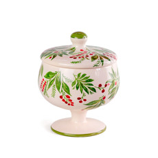 Imagem de POTICHE BERRIES VERMELHAS E FOLHAS VERDES DE CERÂMICA - CERÂMICA LUIZ SALVADOR - São Lourenco Comercio E Decoracao Eireli