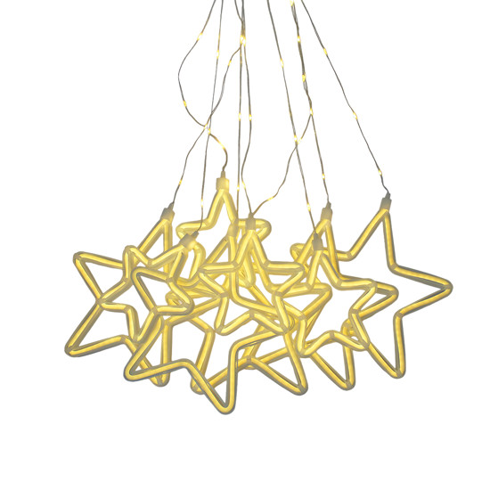 Imagem CORTINA DECORATIVA DE ESTRELAS NEON DE LED 8 FUNÇÕES BIVOLT - GRILLO