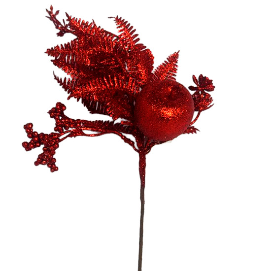 Imagem PICK DECORATIVO DE MAÇÃ VERMELHA COM GLITTER 32CM - GRILLO