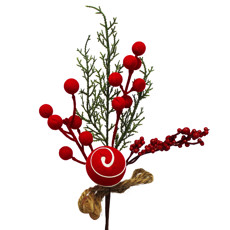 Imagem de HASTE DECORATIVA DE BERRIES VERMELHAS E CANDY DE POLIÉSTER E METAL 30X12CM - TUUT - Yangzi Brasil Corporation S A 