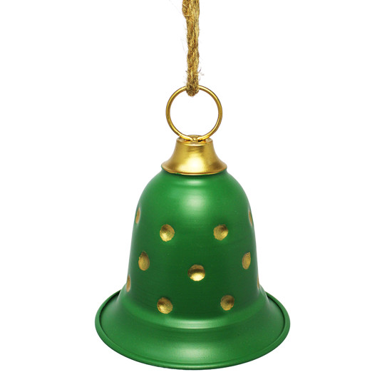 Imagem SINO NATALINO DECORATIVO VERDE COM DETALHES DOURADOS DE METAL 18X15CM - CROSS