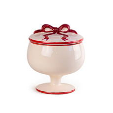 Imagem de POTICHE LAÇO CHARLOTTE CEREJA DE CERÂMICA COM PÉ 19X15CM - CERÂMICA LUIZ SALVADOR - São Lourenco Comercio E Decoracao Eireli