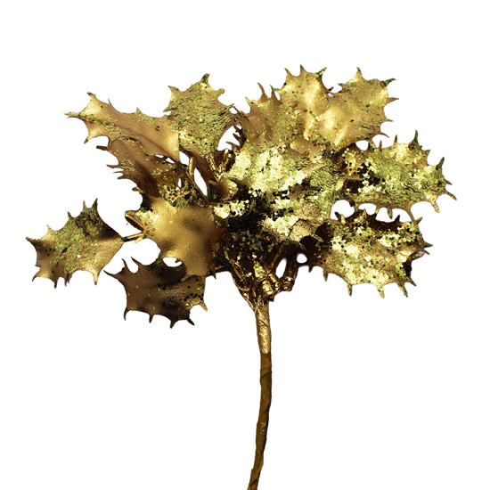 Imagem HASTE DECORATIVA DE AZEVINHO DOURADO EM PLÁSTICO 19CM - GRILLO