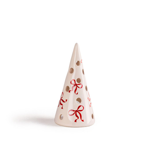 Imagem ÁRVORE DE NATAL PORTA VELAS LAÇO CHARLOTTE CEREJA 17X9CM - CERÂMICA LUIZ SALVADOR