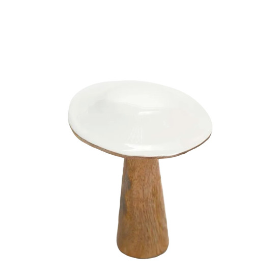 Imagem COGUMELO BRANCO DECORATIVO DE MADEIRA 15X12X12CM - CROMUS