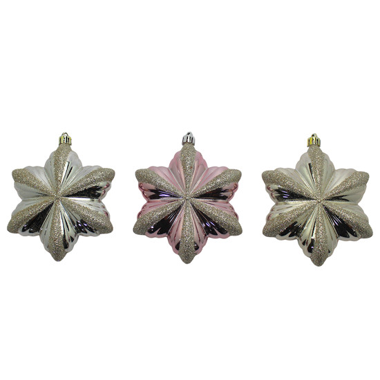 Imagem CONJUNTO 3 PINHAS NATALINAS COM GLITTER FORMATO ESTRELA DE PLÁSTICO 11X11CM - CROSS