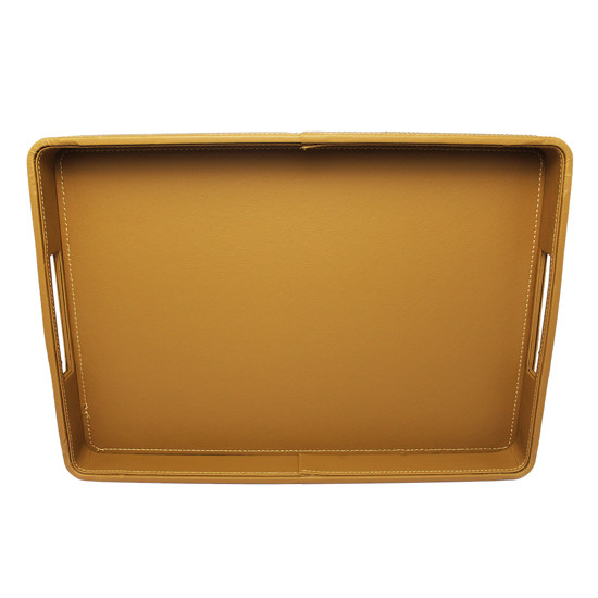 Imagem BANDEJA RETANGULAR EM MADEIRA REVESTIDA DE COURO SINTÉTICO MARROM - CROSS