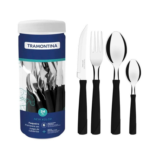 Imagem FAQUEIRO NEW KOLOR PRETO 24 PEÇAS - TRAMONTINA