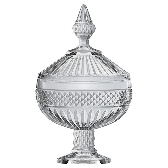 Imagem POTICHE COM PÉ E TAMPA PALACE DECORATIVO DE CRISTAL 21,2X12X12CM - L'HERMITAGE