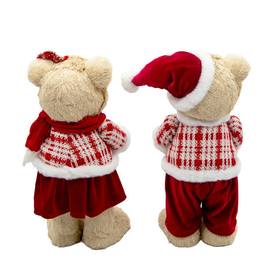 Imagem URSO NATALINO DECORATIVO DE POLIÉSTER E ISOPOR COM CACHECOL 47X20X16CM - TOKDACASA