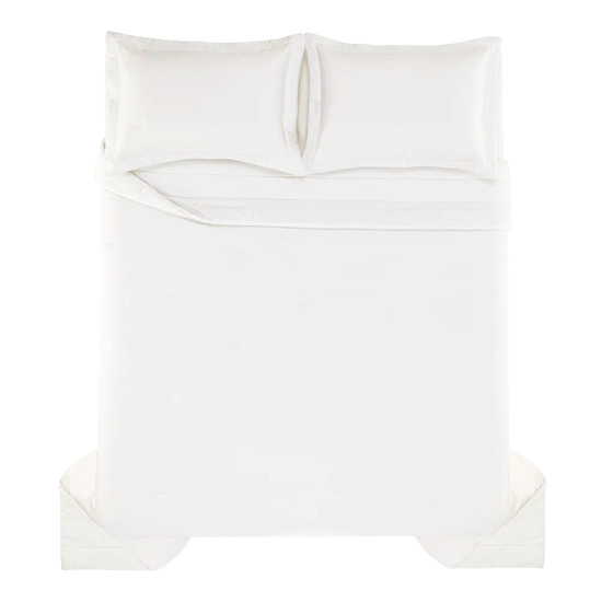 Imagem COLCHA COM PORTA TRAVESSEIROS KING 300 FIOS 100% ALGODÃO DANTE BRANCO - TRUSSARDI