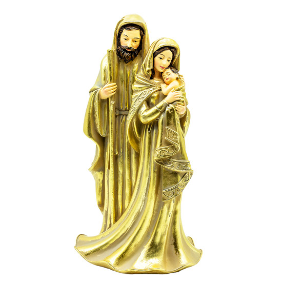 Imagem SAGRADA FAMÍLIA DOURADA DECORATIVA DE POLIRESINA 33X17X15CM - TOKDACASA
