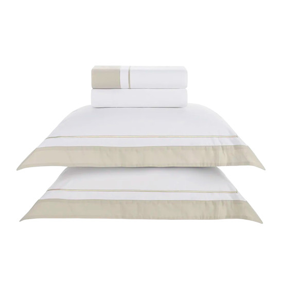 Imagem JOGO DE CAMA KING 200 FIOS DE ALGODÃO FIESOLE BRANCO/GRIGIO - TRUSSARDI