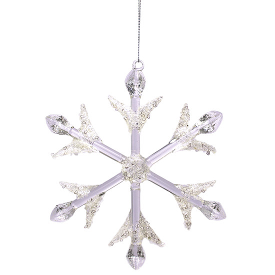 Imagem CONJUNTO 2 PINGENTES NATALINOS FORMATO FLOCO DE NEVE DE VIDRO 19X15CM - CROSS