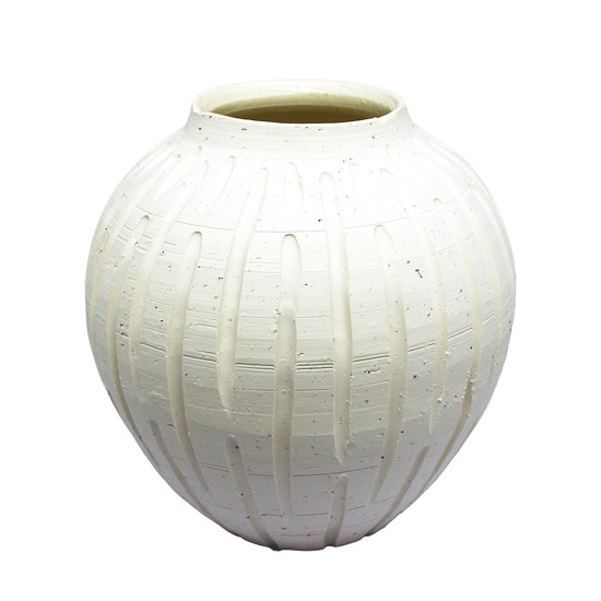 Imagem VASO DECORATIVO BRANCO DE CERÂMICA 18X18X18M - LUCATTI