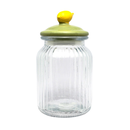 Imagem POTE DE VIDRO 1L CANELADO LIMONE 18X11X11CM - TUUT