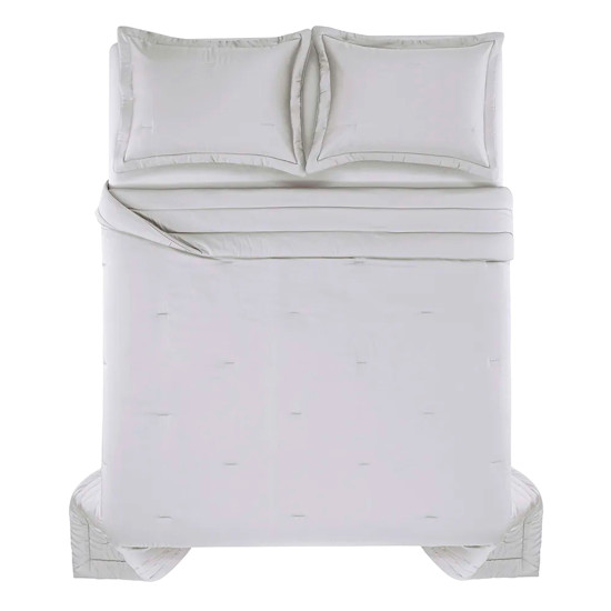 Imagem COLCHA COM PORTA TRAVESSEIROS QUEEN 300 FIOS 100% ALGODÃO DANTE MARMO - TRUSSARDI