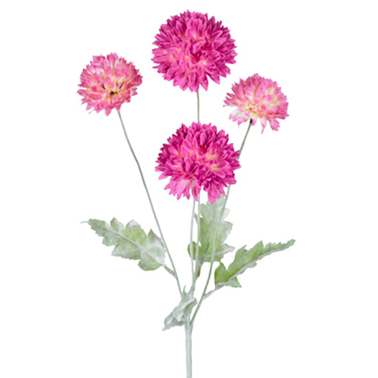 Imagem HASTE DECORATIVA DE CRISÂNTEMO FLOCADO ROSA DE PLÁSTICO 60X19CM - GRILLO