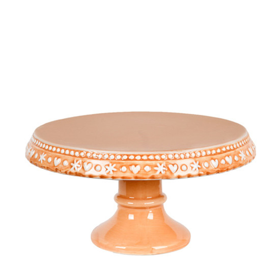 Imagem PRATO BEGE COM PÉ PARA BOLO 11X22X22CM - GRILLO