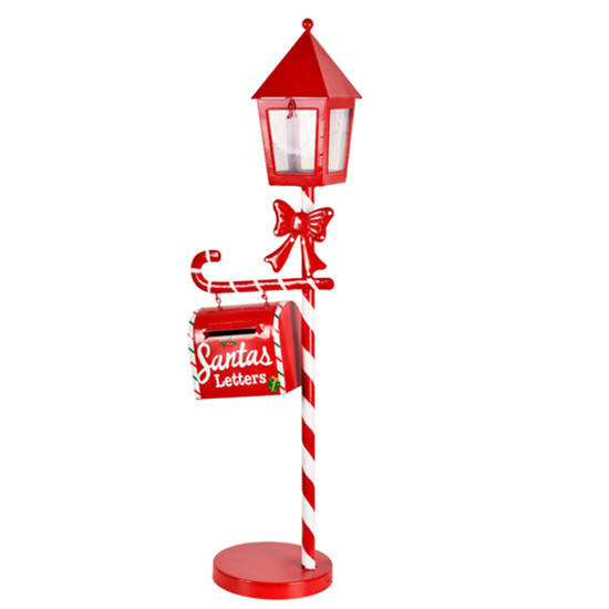 Imagem POSTE NATALINO COM LED DECORATIVO VERMELHO E BRANCO DE METAL 67CM - GRILLO
