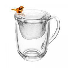 Imagem de CANECA COM TAMPA E FILTRO GOLDEN BIRD 350ML CRISTAL 12X15X8CM - WOLFF - Rojemac Impotacao E Exportacao Ltda