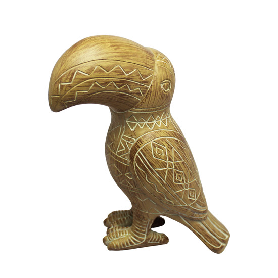 Imagem ESCULTURA DECORATIVA DE TUCANO DE RESINA CARAMELO 21X17X8CM - ENTRECASA