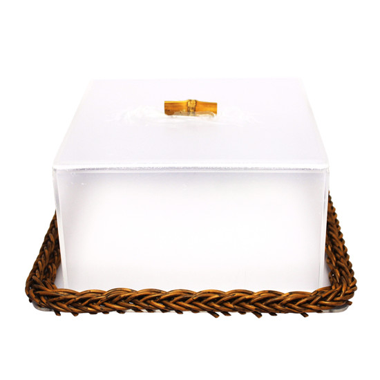 Imagem BOLEIRA QUADRADA DE ACRÍLICO COM BASE DE FIBRA SINTÉTICA 11X24X24CM - ENTRECASA