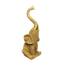 Imagem de ESCULTURA DECORATIVA ELEFANTE DE RESINA TEXTURA PALHA CARAMELO - ENTRECASA - Inverno Verao Comercio De Modas E Decoracao Eireli
