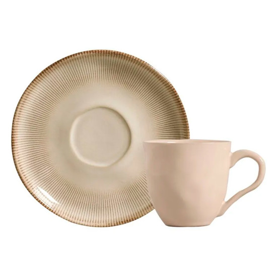 Imagem XÍCARA COM PIRES 170ML BIO RAIO EM CERÂMICA 9,5X15,5CM - PORTO BRASIL