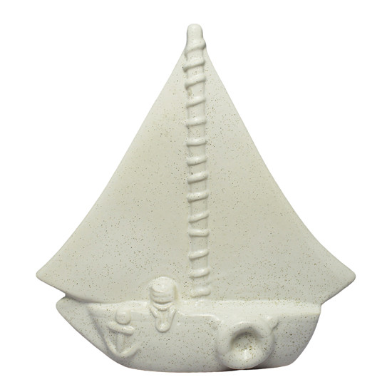 Imagem ENFEITE DE MESA BARCO BRANCO DE CERÂMICA 27X27X8CM - ENTRE MARES