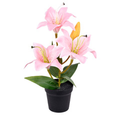 Imagem de ARRANJO DECORATIVO DE LÍRIO TIGRE ROSA DE PLÁSTICO MOLDÁVEL 31X23CM - GRILLO - Grillo Ltda