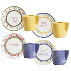 Imagem de CONJUNTO 4 XÍCARAS DE CHÁ COM PIRES DE CERÂMICA SUMMER - SCALLA CERÂMICA - Scalla Ceramica Artistica Ltda-Epp