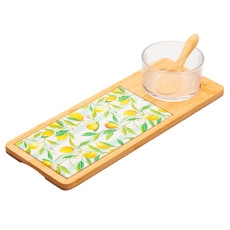 Imagem de CONJUNTO SICILIANO 4 PEÇAS PARA SERVIR 32CM X 12CM X 6,5CM BAMBU - LYOR - Coliseu Presentes Ltda