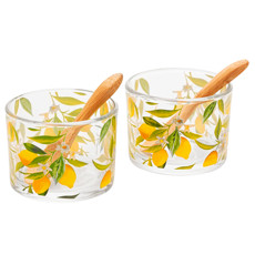 Imagem de CONJUNTO SICILIANO 2 MOLHEIRAS COM COLHERES 7X7X5CM DE VIDRO - LYOR - Coliseu Presentes Ltda