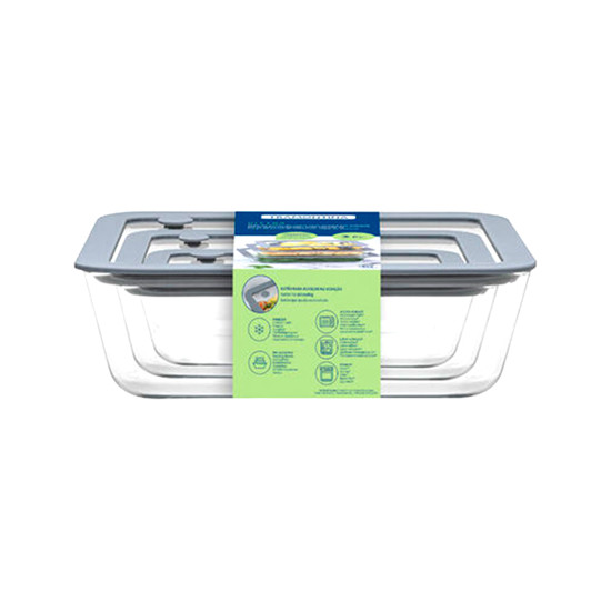 Imagem JOGO DE POTES DE VIDRO VITTRA COM TAMPA HERMÉTICA DE SILICONE - TRAMONTINA