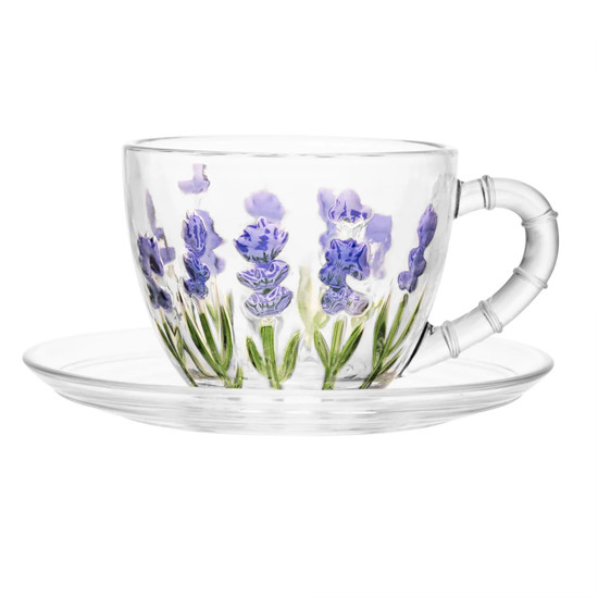 Imagem XÍCARA DE CAFÉ COM PIRES LAVANDA HAND PAINTING 80ML CRISTAL - LYOR